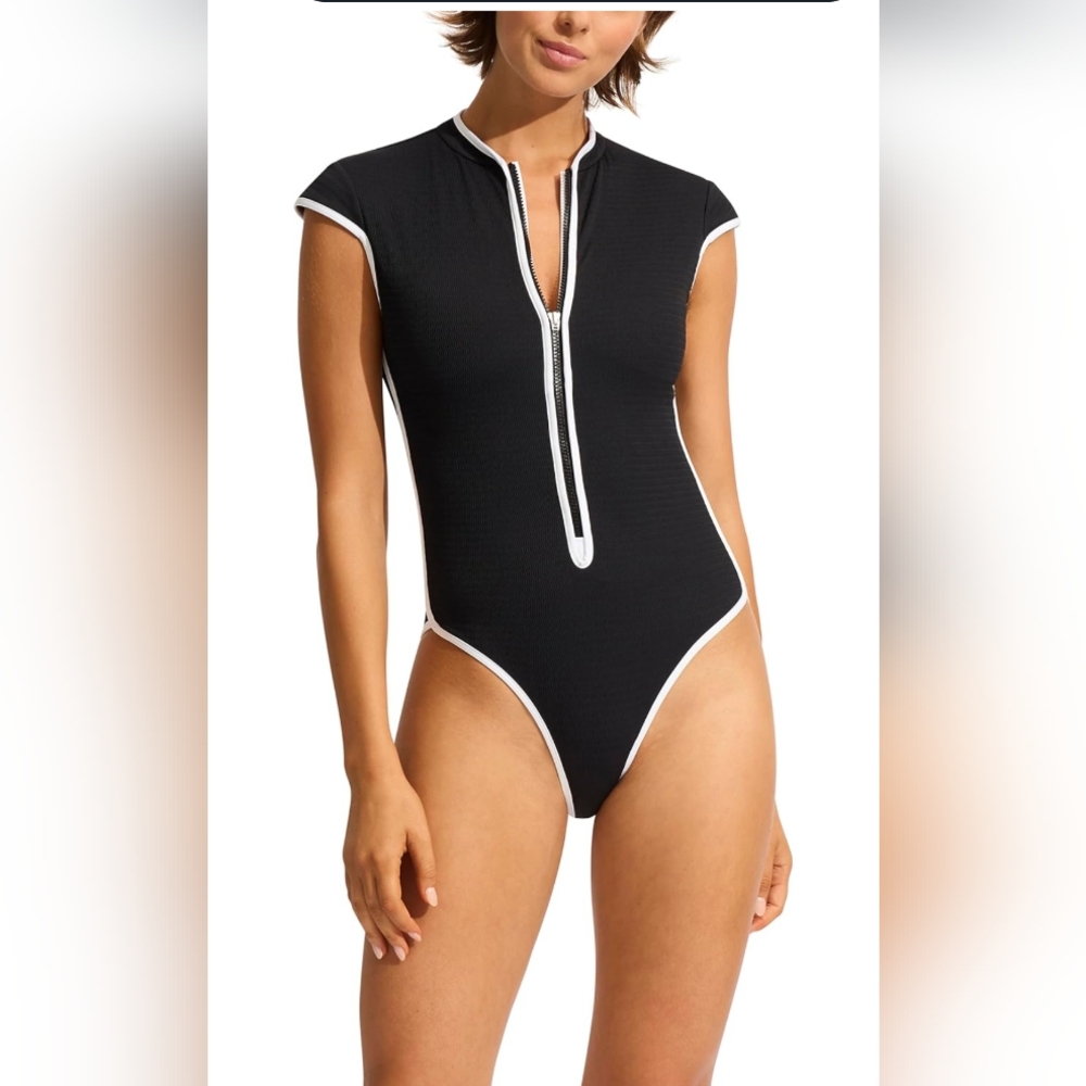 Seafolly Black and White One Piece Swimsuit